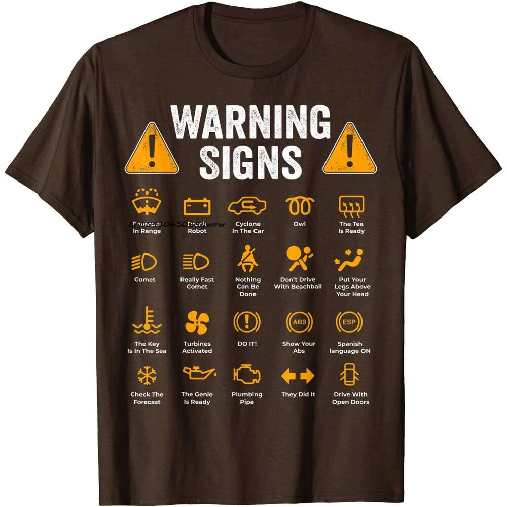 Driving Funny Warning Signs 101 Auto nic Gift Driver T-Shirt Fashion T Shirt Cotton Mens Tops Tees Casual ops ees