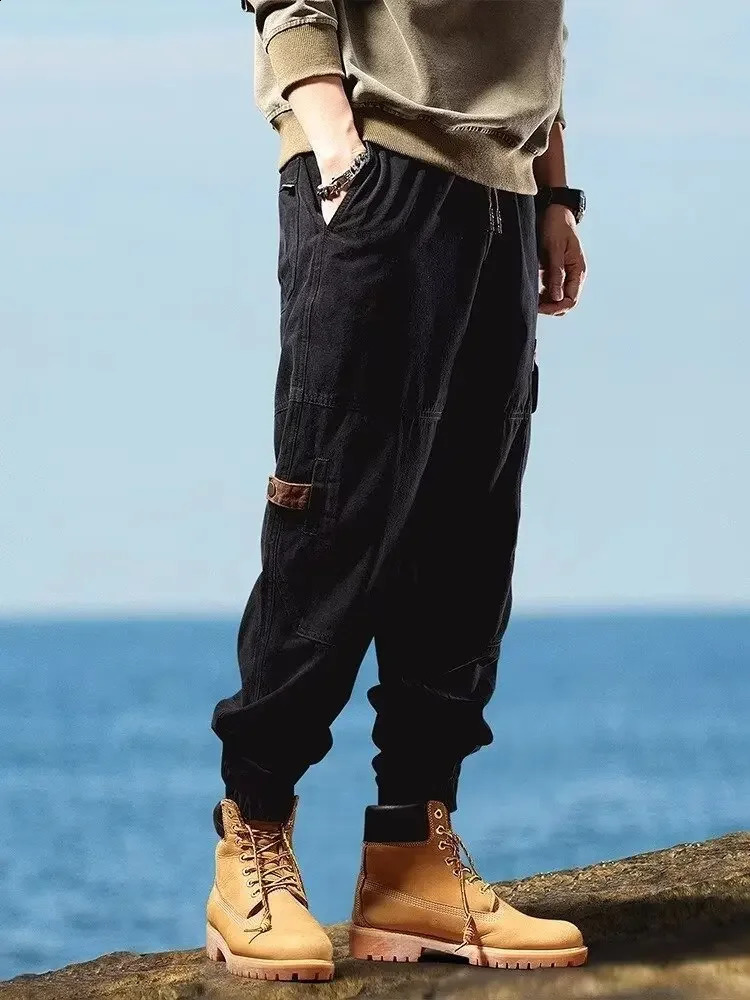 American style retro multi pocket cargo pants with straight legs and loose fit suitable for small feet khaki diamond casual mens 240821