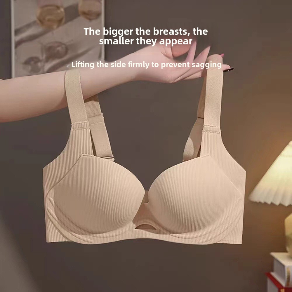 Big small chest, full cup, thin bra, adjustable, retractable, anti expansion, steel ring, no trace bra dongdumaoyi