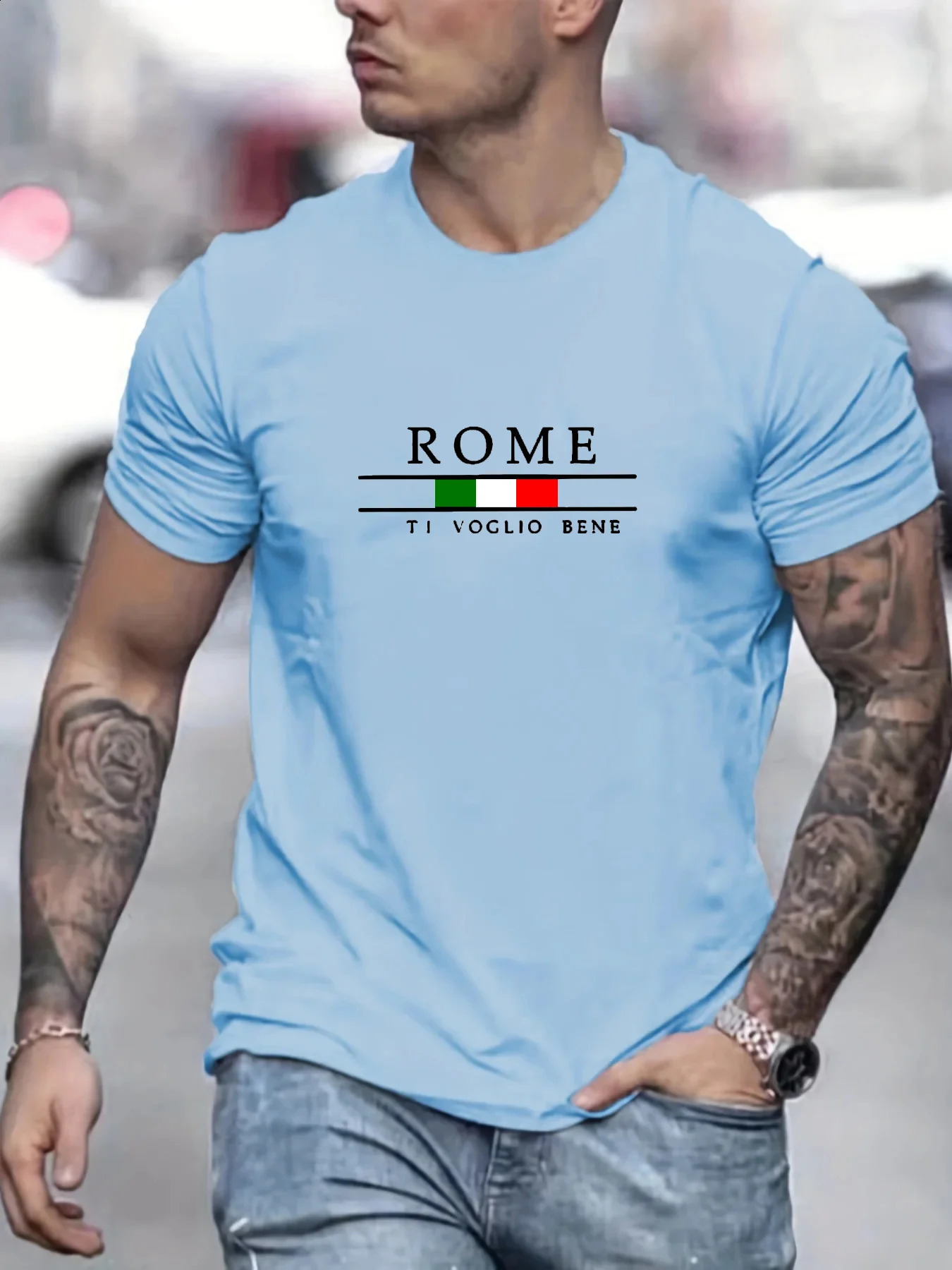 Mens 100% Cotton Summer Loose Large Roman Alphabet Pattern Print Casual Comfortable Round Neck Short Sleeve Tshirt Top 240821