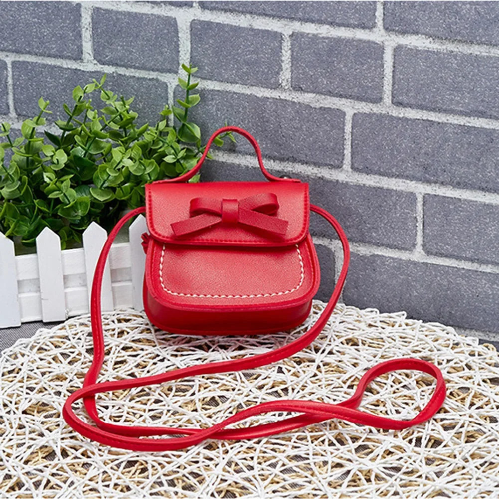 Cute Mini Bowknot Handbags Fashion Childrens Coin Purse Handbag PU Leather Lovely Small Crossbody Shoulder Bags 240821