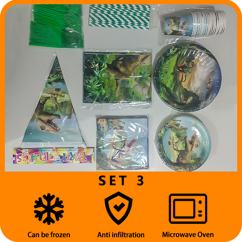 Dinosaur birthday decoration tableware set suitable for children and boys dinosaur themed party birthday supplies