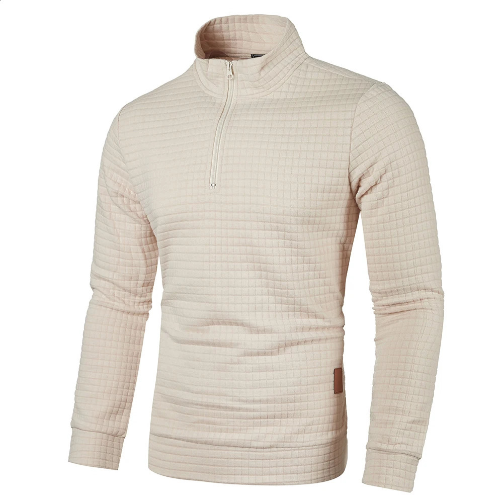 Autumn Mens Solid Color Sweatshirt Large Half Zipper Pulling Flower Warm 240821