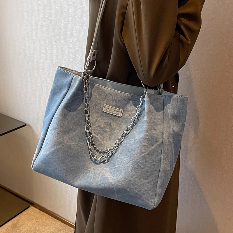 High-capacity Tote Bags for Women Korean Chain Fairy Y2k Fashion Crossbody Bag Girls Preppy Sweet Student Shoulder Handbags Chic 240820