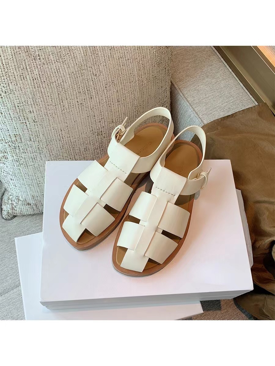 Ddmysports Grape Mom S Fashion Round Toe Eavy Industry Real Leather Sole Wide Side Breathable And Adjustable Roman Sandals For Women In Summer OUTDOOR