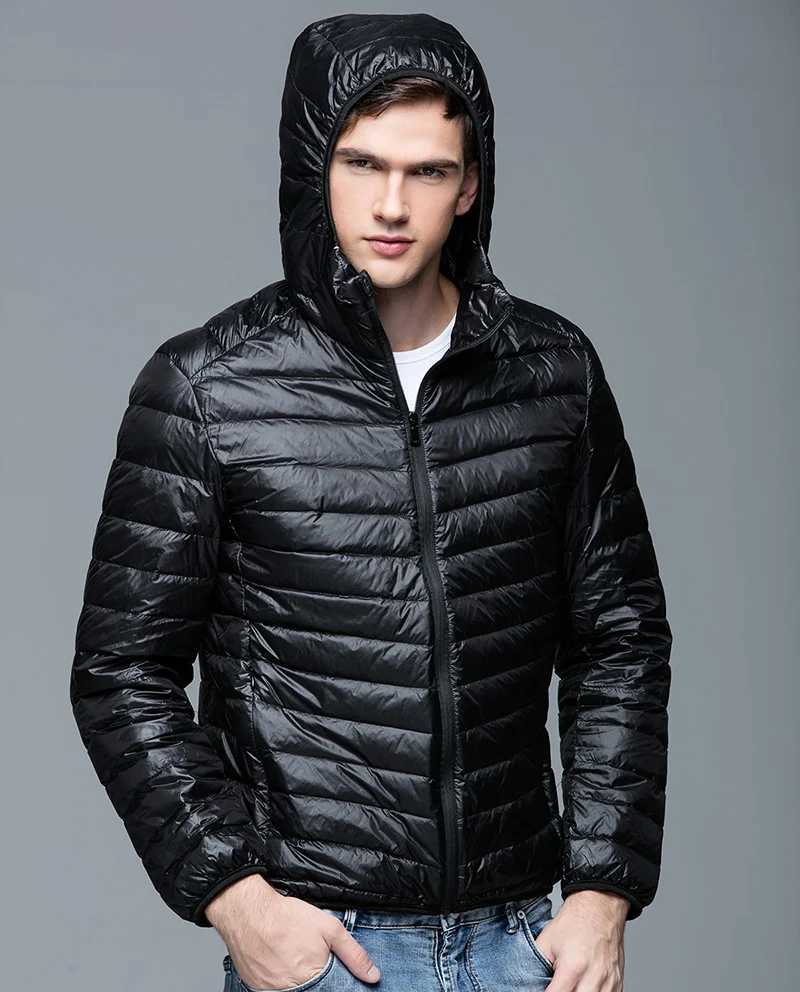 Puffer jacket Autumn Winter Men Duck Down Jacket Ultra Light Thin Warm Jackets Man Streetwear Feather Parkas Male Hooded Coats Plus Size 5XL M240821