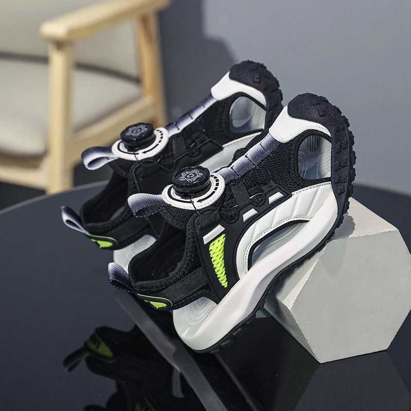 Baotou Girls Photo Frame Shoes 2024 Summer New Childrens Rotating Buckle Primary School Sports Sandals Boys Casual Beach Shoes W240821