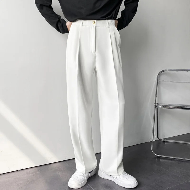 Autumn Loose Casual Pants for Men Korean Style Straight Tube Wide-Leg Fashion Wrinkle-Free Business Long Pants 240820