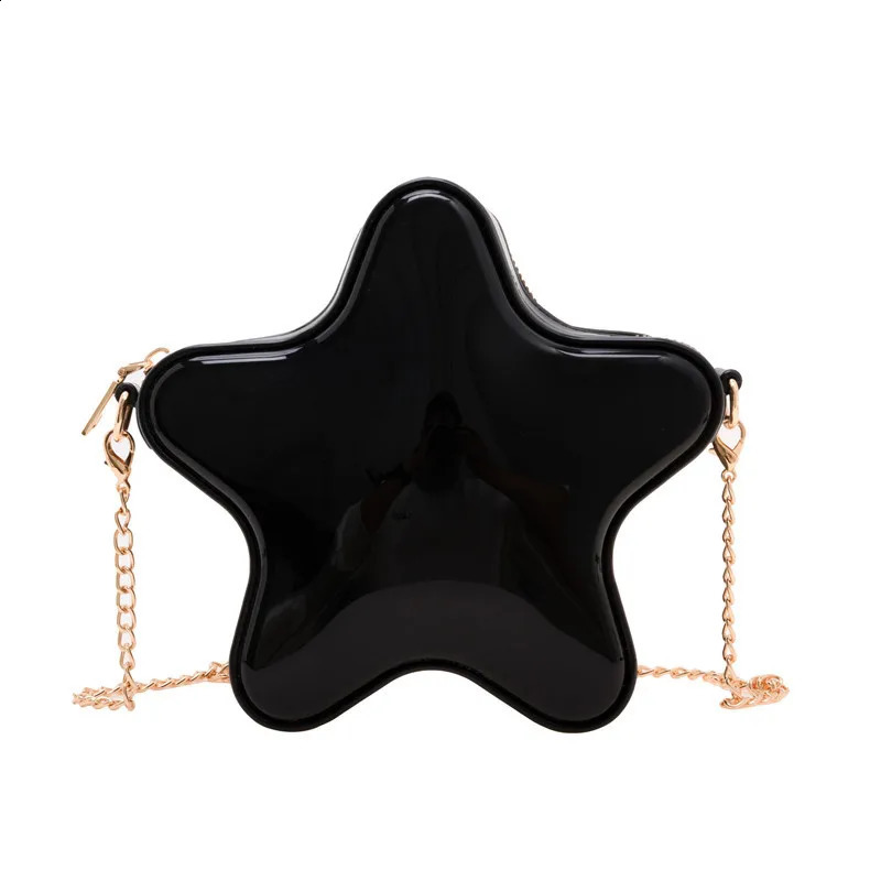 Summer cute star shaped silicone cross shaped bag suitable for women little girls candy color jelly shoulder bag fashionable chain coin bag 240820
