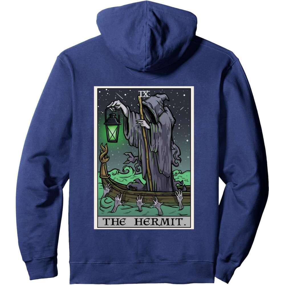 Hoodie for Mens Womens The Hermit Tarot Card Halloween Grim Reaper Gothic Horror Pullover Hoodie Graphic Hoodies Sweatshirt Pullover Long Sleeve 2025