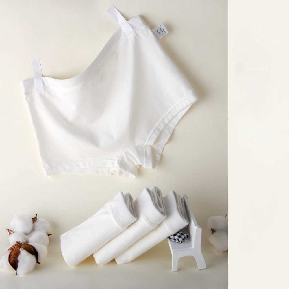 New Kids Underwear for Girls Cotton Boxers Fashion Childrens Solid Color Dance Underpants Toddler Baby White Panties 3Pcs/lot Y240821