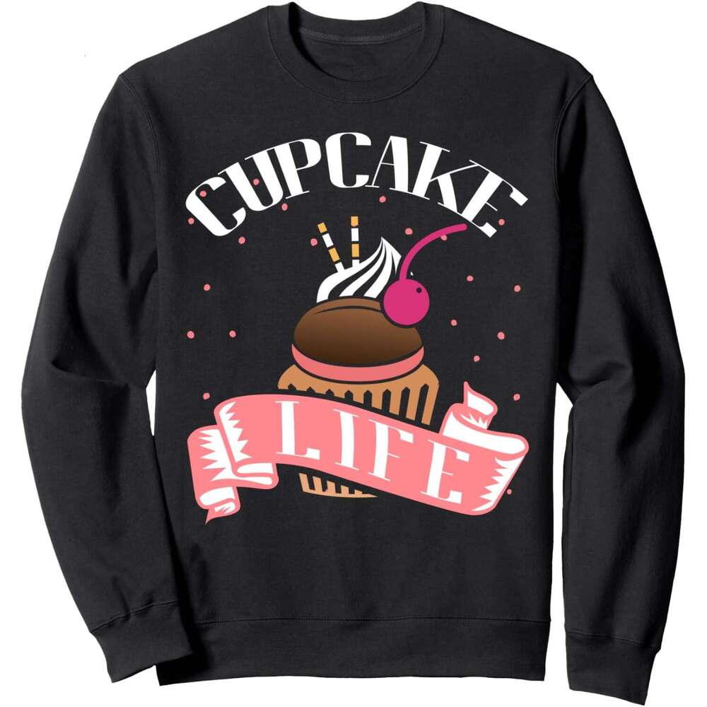 Long Sleeve Shirts for Men sweatshirt Cupcake Life Cute Unique Birthday Baker Gift Sweatshirt T shirt Tee Streetwear Casual tops clothes