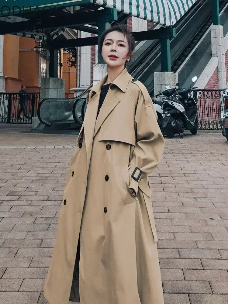 Womens Windbreaker Autumn Winter Medium Long Korean Fashion Women Trench Coats Loose Overknee British Style Clothes 240820