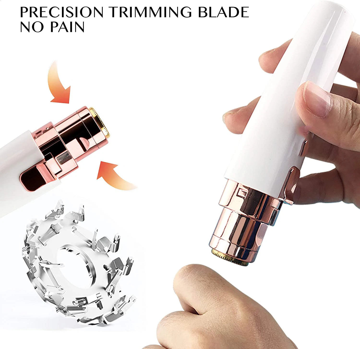 Dighealth 2in1 rechargeable eyebrow trimmer hair remover makeup mini shaver painless with builtin LED light 240801