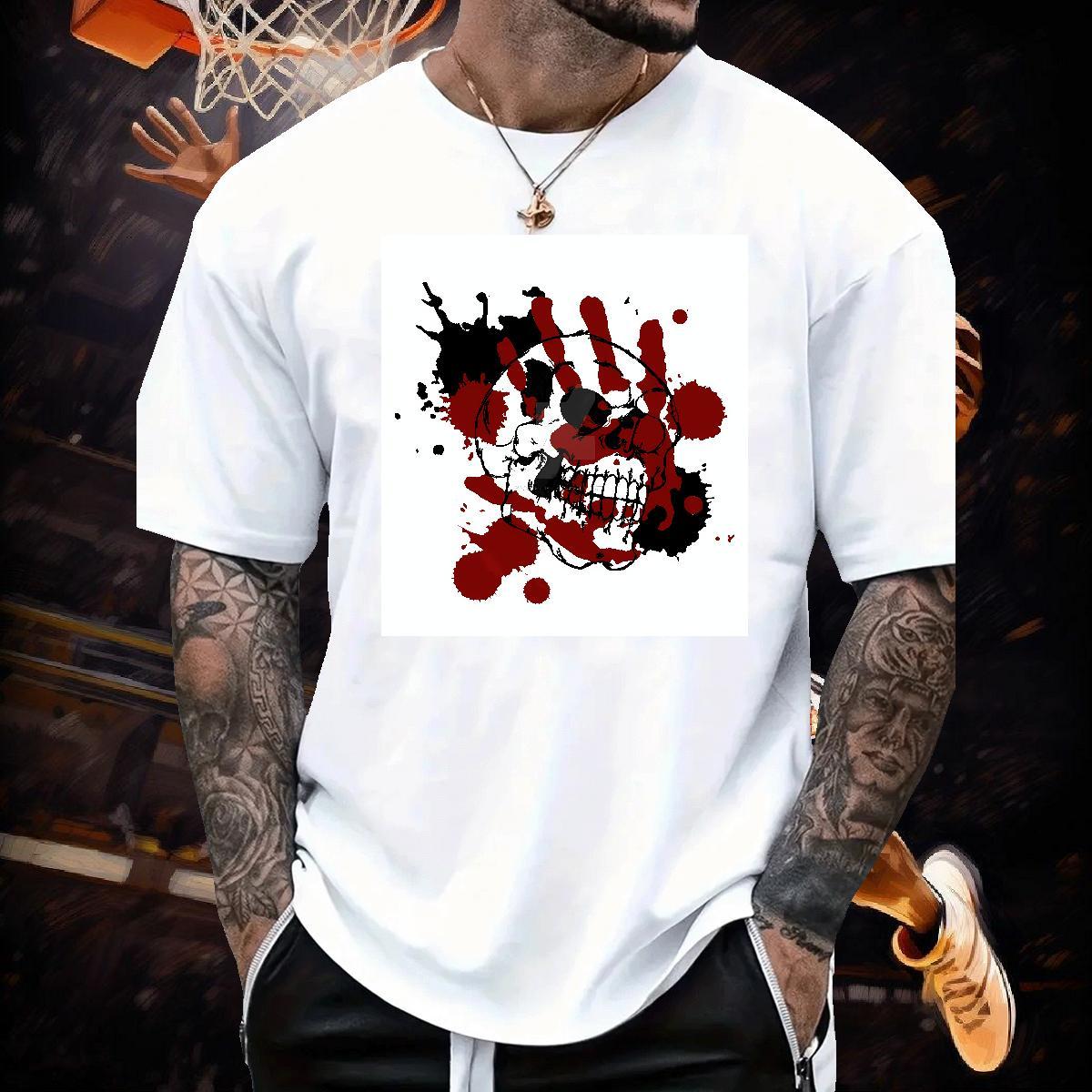 Factory Direct Men Tees 230g Pure Cotton Casual skull Breathable Short Sleeve T-Shirts for Men Comfortable Oversized 4XL Polos