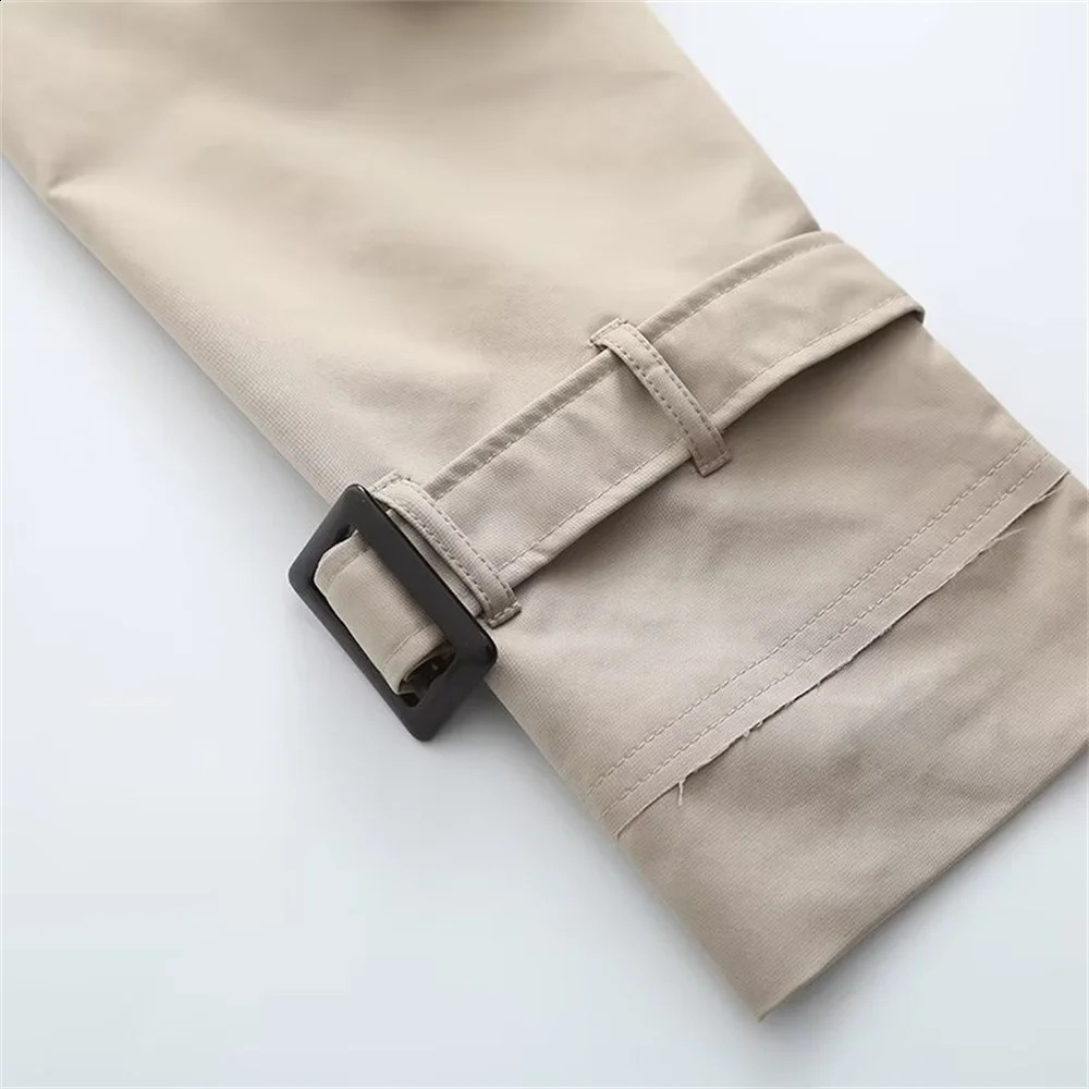 Women 2024 Fashion With Belt Double Breasted Trench Coat Vintage Long Sleeve Pockets Female Outerwear Chic Overcoat 240820