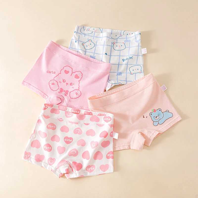 4PCS Girl Cotton Antibacterial Panties Kid Thin Breathable Briefs 1+y Young Children Underwears Baby Cute Cartoon Print Knickers Y240821