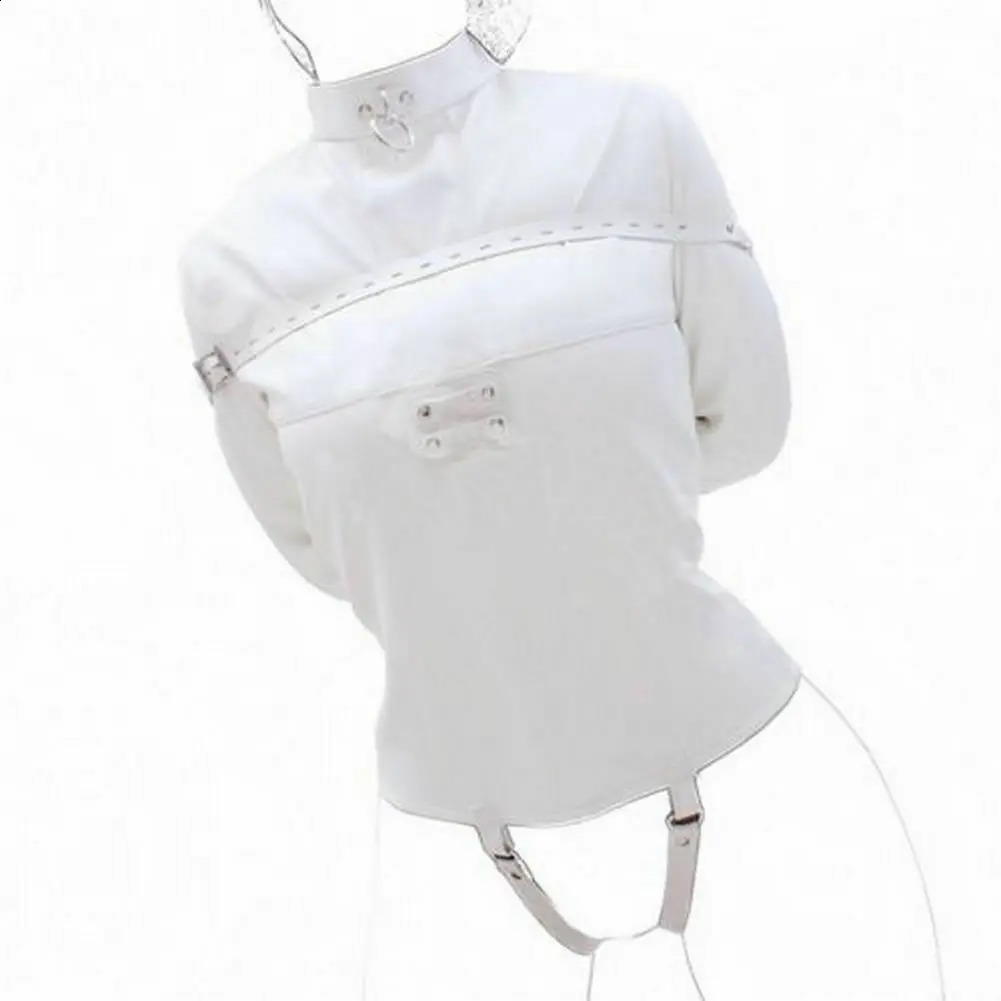 White Asylum Jacket Costume S/M L/XL Restraint Armbinder 240820