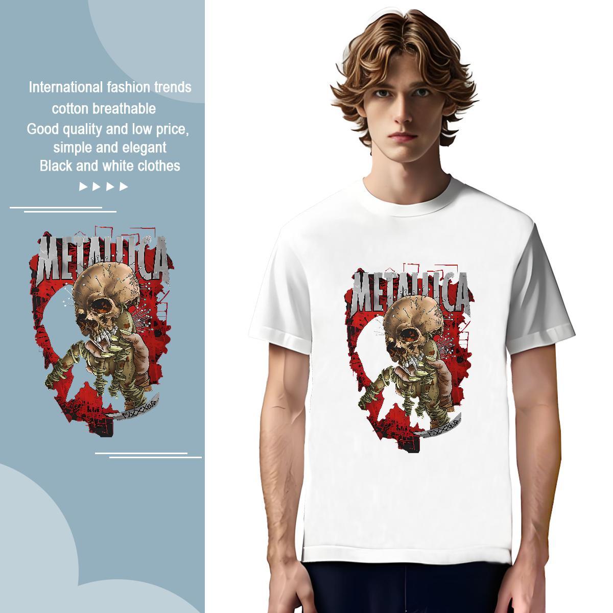 New Arrival scary Men Tees 230g Pure Cotton T Shirt For Man Oversized 4XL Street Wear Breathable Crew Neck Comfortable Tops