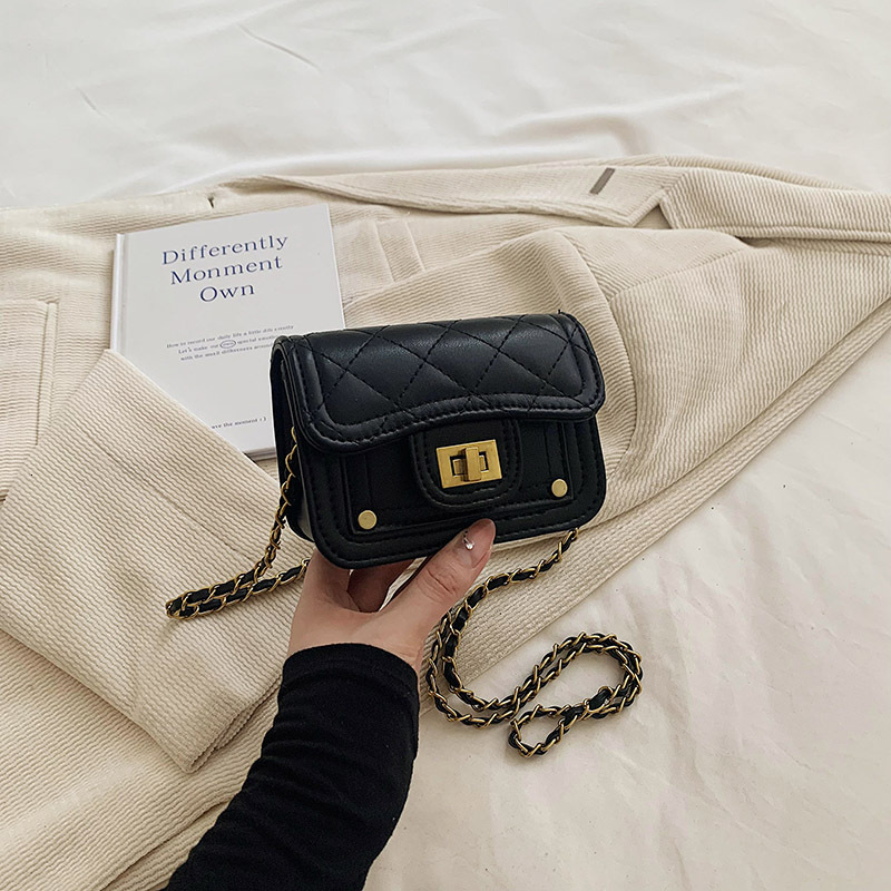 Stylish trendy children's chain shoulder new personalized diamond grid small fragrant style crossbody bag, versatile men's and women's 