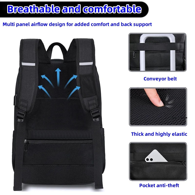 large capacity waterproof breathable backpack 156inch computer bag USB headphone cable retention port DOXUNGOO 240820