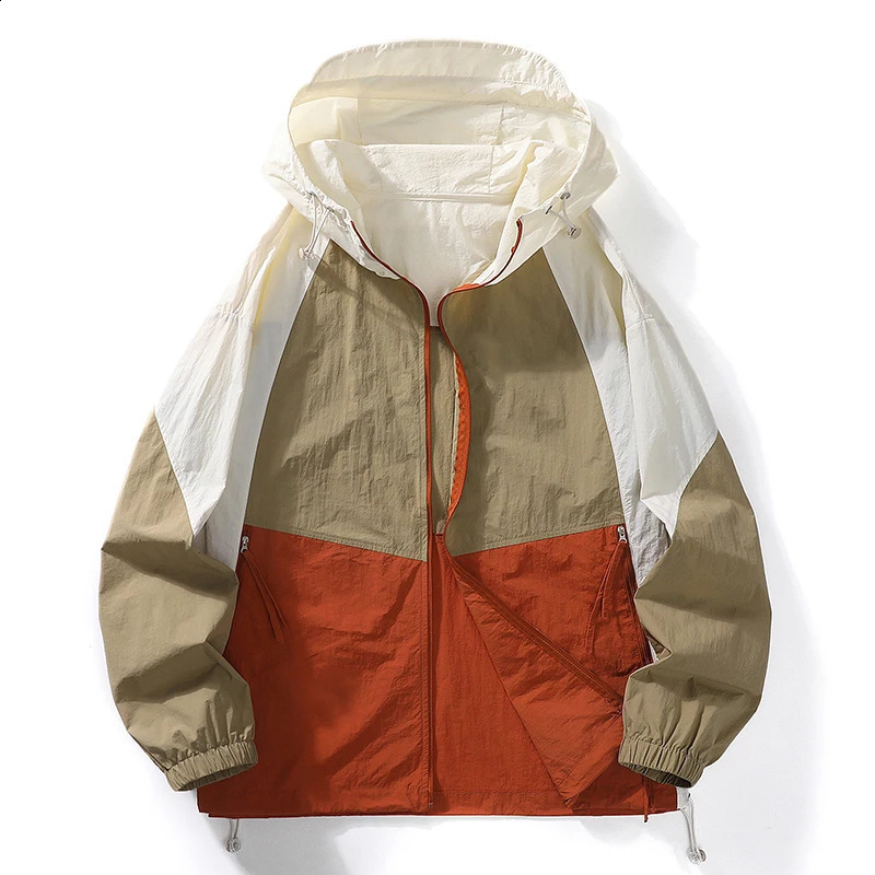 Summer Oversize Hooded Sunscreen Jacket Sun Protection Clothing Men Fashion Korean Streetwear Outdoor Thin Coat Outerwear Male 240820