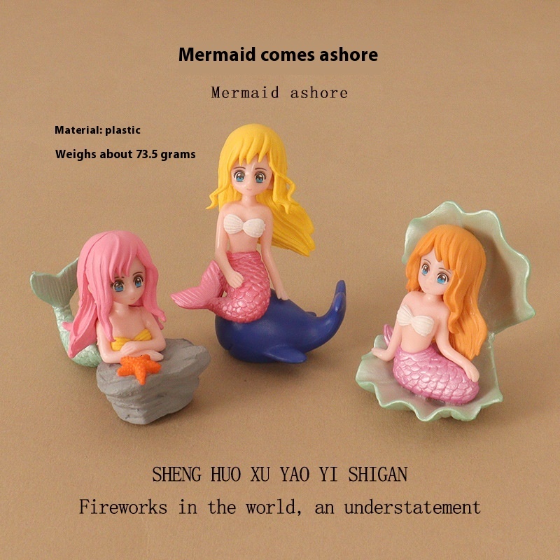 DIY cartoon creative reef shell mermaid ins micro landscape home decoration plastic crafts desktop ornaments