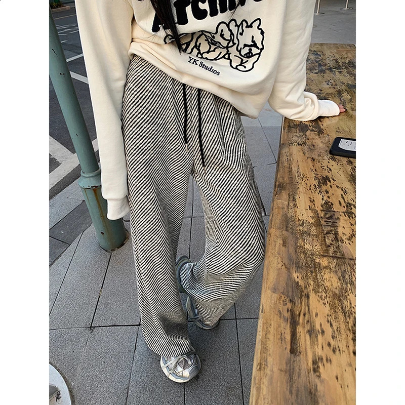 Womens Striped Baggy Sweatpants Jogger Harajuku Streetwear 90s Y2k 2000s Oversize High Waist Pants Vintage Trousers Clothes Z260314