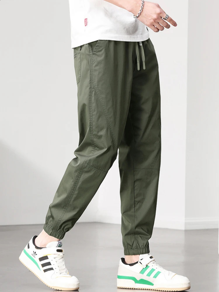 Zanshijun Green Japanese Leisure Work Clothes Lightweight Cool Linen Loose Breathable Summer Cotton Pants 240821