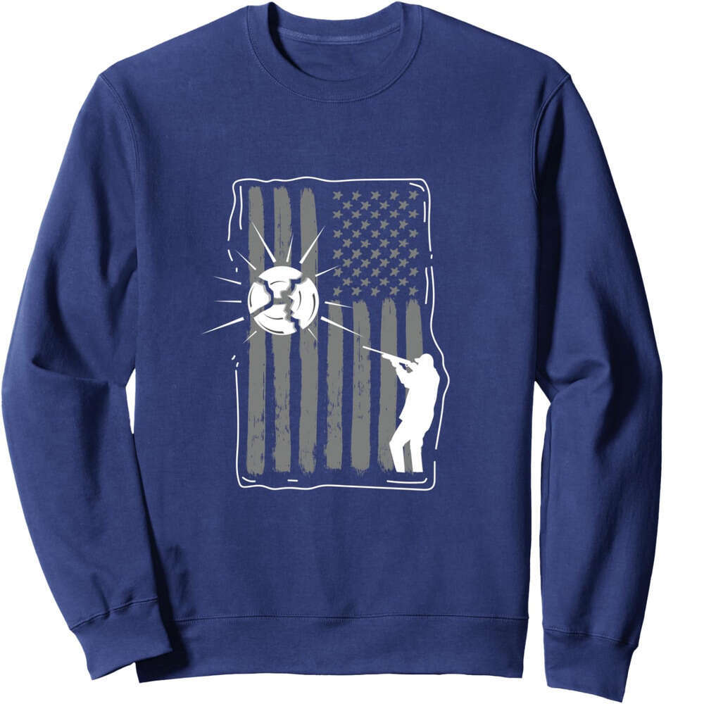 Long Sleeve Shirts for Men sweatshirt Skeet Shooting Clay Hunter USA Flag Funny Gift Sweatshirt T shirt Tee Streetwear Casual tops clothes