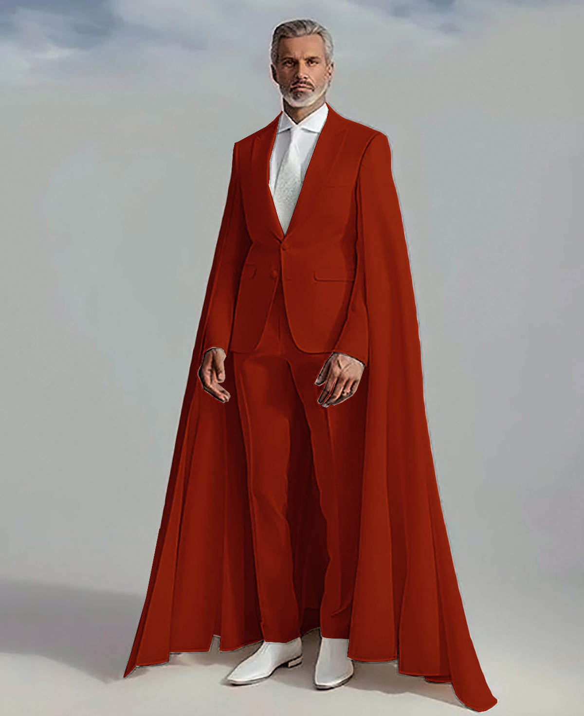 Fashion Groom Wedding Suits With Detachable Cloak 2 Pieces Slim Fit Peaked Lapel Mens Tuxedos For Banquet
