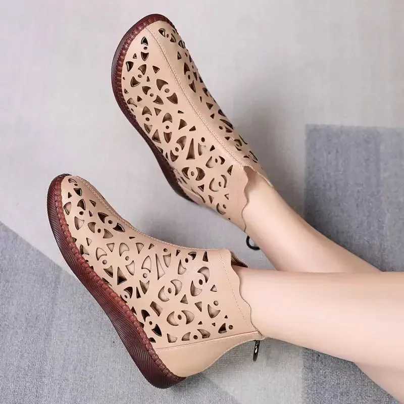 Spring Summer Sandals Womens Breathable Hole Flat Soft Non-slip Comfortable Shoes Sandalias De Mujer 2024 CL240806