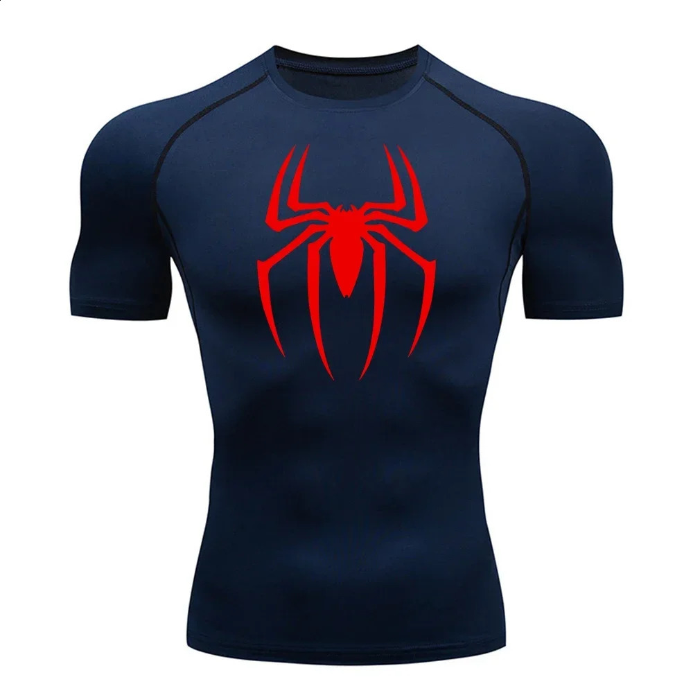 Mens Spider Print Compression Shirt Quick Dry TShirt Gym Running Jersey Breathable Short Sleeve Spring Summer M3XL 240820