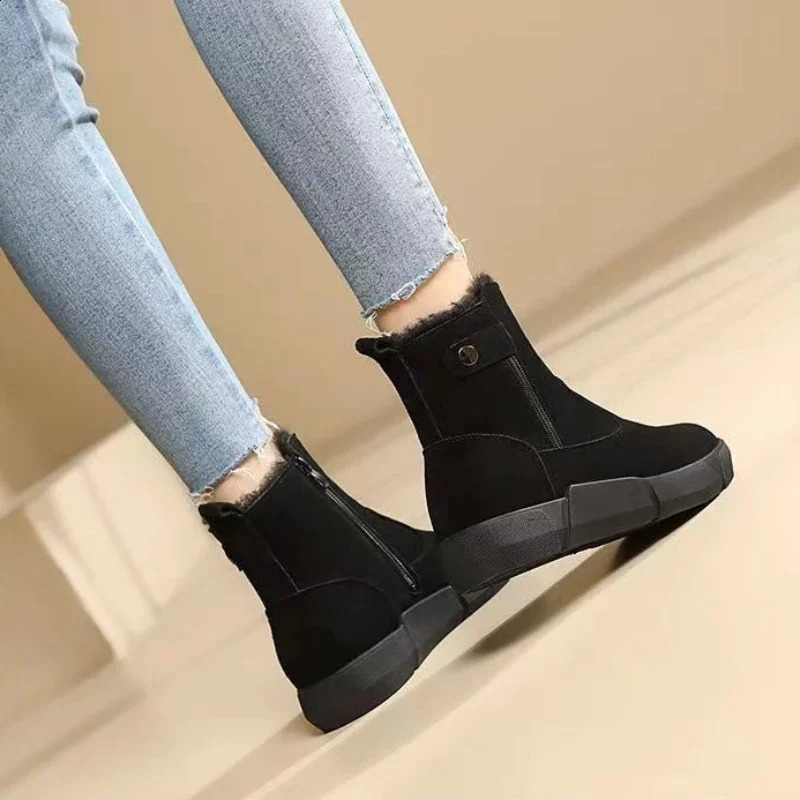 Female Shoes Booties Punk Style Combat Ladies Snow Boots Brown Studded Ankle Work Elegant Classy Offer Winter Novelty Boot 240820