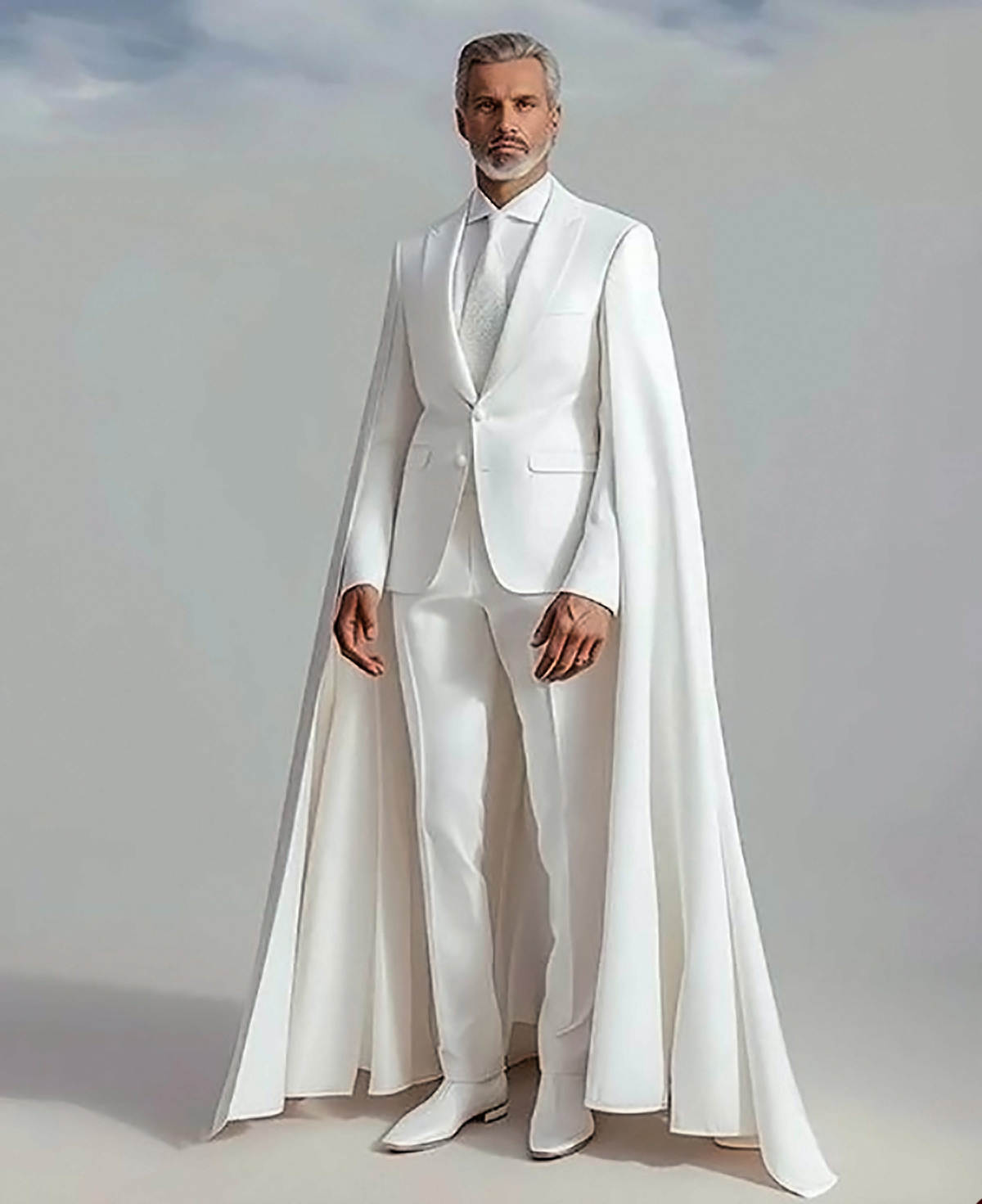Fashion Groom Wedding Suits With Detachable Cloak 2 Pieces Slim Fit Peaked Lapel Mens Tuxedos For Banquet