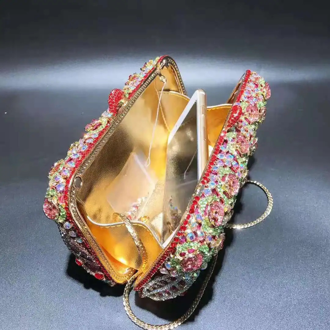 XIYUAN Womens Diamond Rhinestone Evening Wallet Crystal Metal Clutch Wedding Party Ball Handbag Shoulder Bag 240820