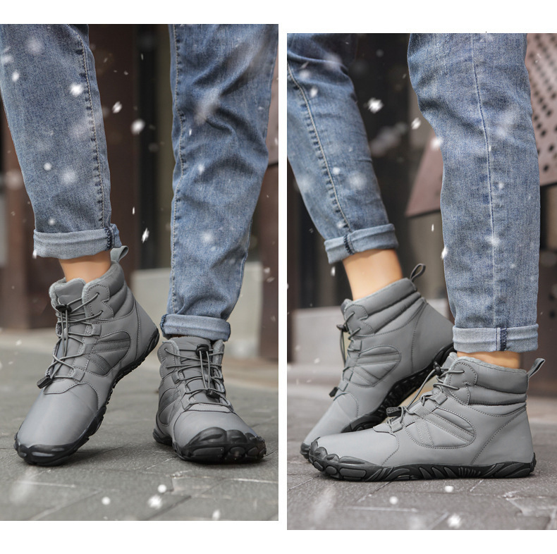 Ddmysports New Winter Warm Velvet Men S Women Snow Boots Waterproof And Breathable Couple Casual Five Finger Cotton Shoes OUTDOOR