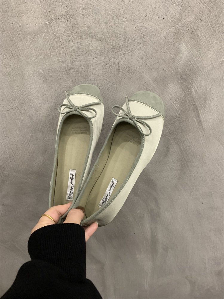 Ddmysports Evening Bow Flat French Single Shoe Soft Sole Grandma Gentle Women S Spring And Autumn Shallow Mouth Scoop Shoes OUTDOOR