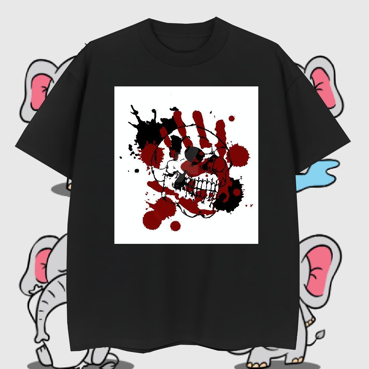Designer Fashion scary Tshirts 230g Cotton T-Shirts for Men Custom Cartoon Home Outdoor Breathable Soft Cool Design Tee Shirt