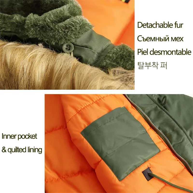 Puffer jacket Mens Winter Long Parkas Jackets Mens Casual Thicken Warm Fur Collar Hooded Down Coats Outdoor Aviator Bomber Windproof Jacket M240821