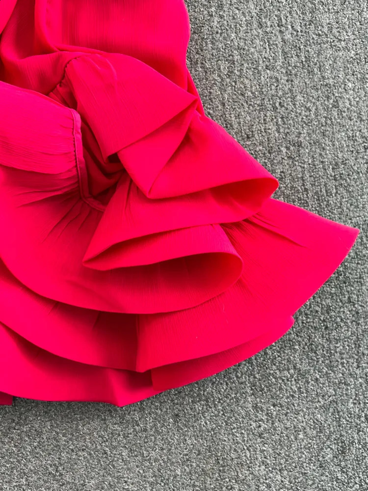 XFPV Womens Stand Neck Ruffle Swing Waist Sleeveless Top Two Piece Set High Waist Skirt Y2k Korean Fashion summer SM11006 240820