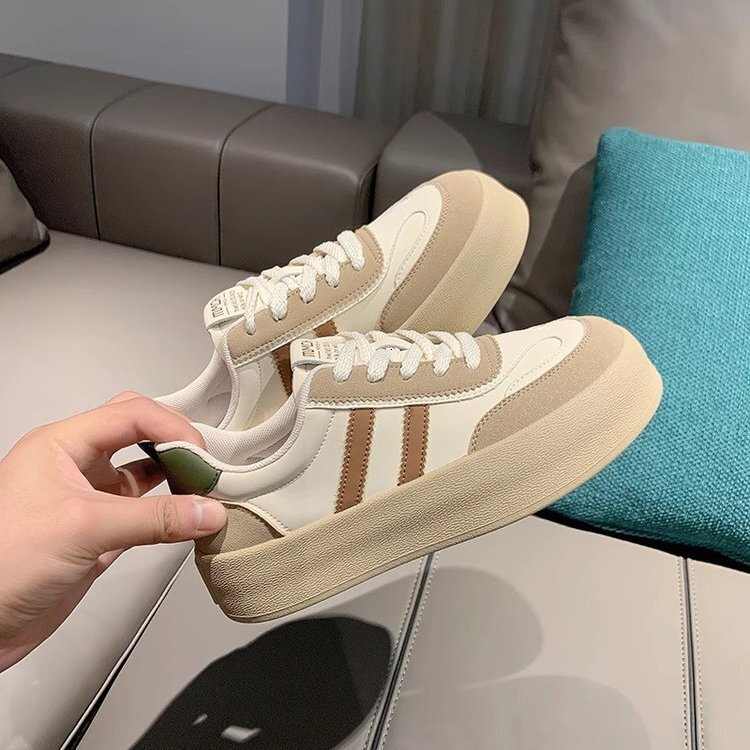 Ddmysports Korean Version Women S Thick Soled Board Autumn New Item Color Blocked Forrest Gump Lightweight Breathable Height Increasing White Shoes OU