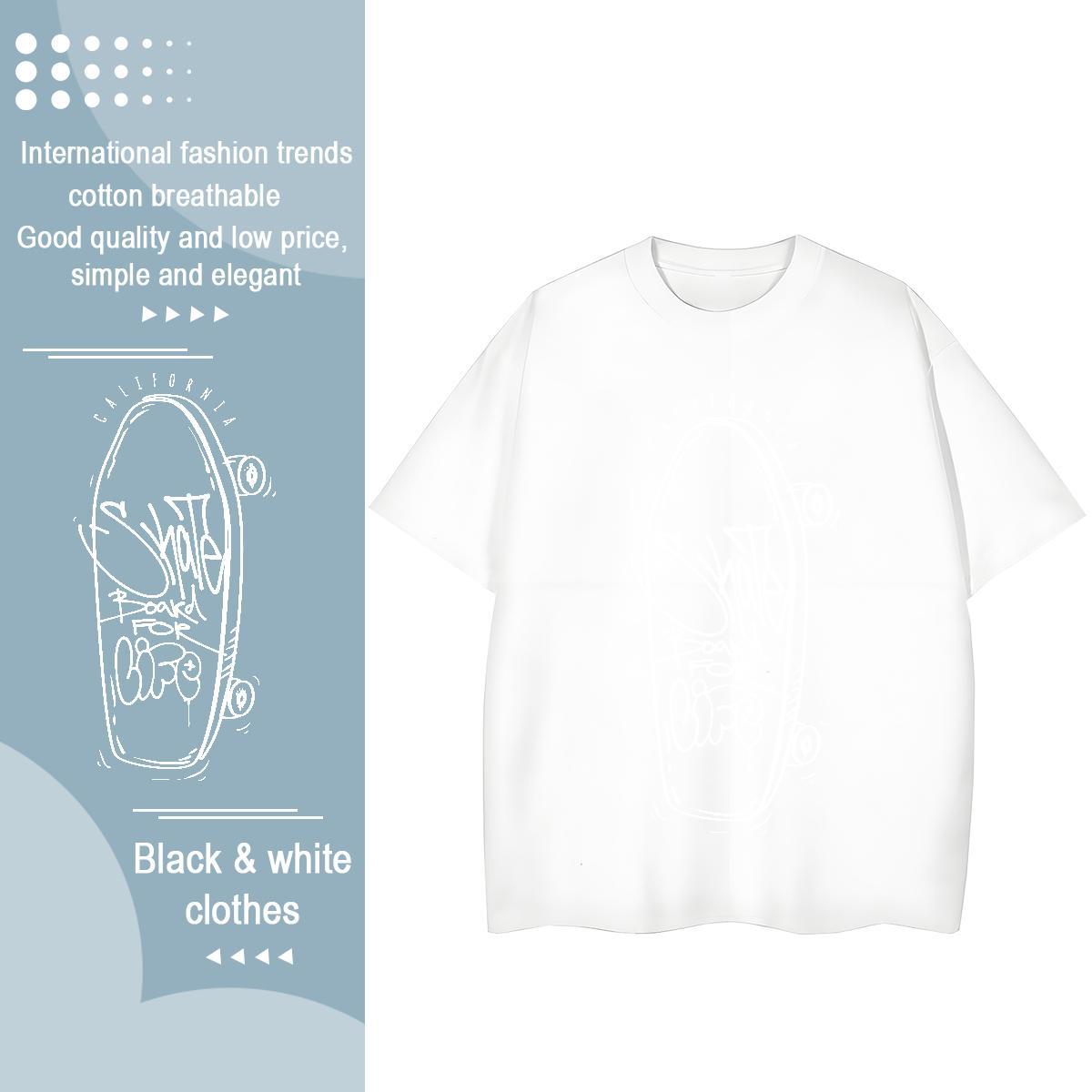 New Arrival Women T Shirts Breathable Crew Neck 230g Pure Cotton Couples T Shirts Cartoon Floral Printing skateboarding Street Wear Soft Tee Shirt