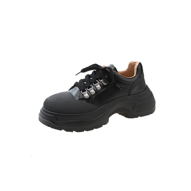 Ddmysports Casual Versatile British Style Thick Soled Small Leather For Women New Spring And Autumn Lace Coarse Custom Shoes OUTDOOR