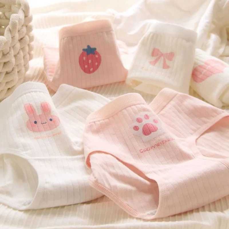 5PCS Girl Cotton Antibacterial Panties Kid Soft Thin Breathable Briefs 3-8Y Young Children Underwears Baby Cute Cartoon Knickers Y240821