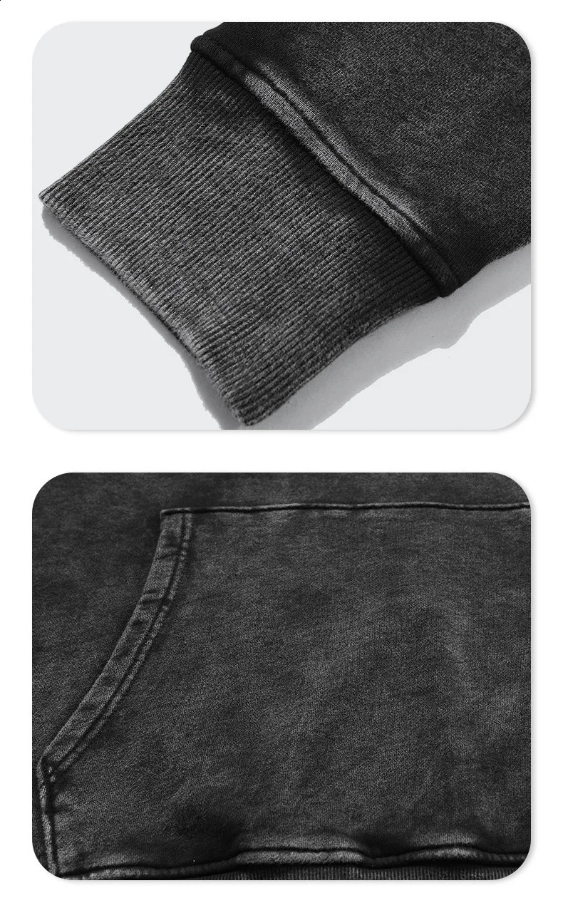 Mens Custom 420 Gsm Washed Hoodie Sweatshirt Plain Over sized Blank Cotton Pullover Vintage Stone Acid Washed Hoodie 240820