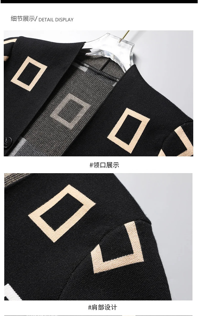 Men Autumn Winter Cashmere Plaid Print Knitted Cardigan Fashion Handsome Long Sleeve Cardigan Jacket Soft Warm Male Sweater Coat 240821