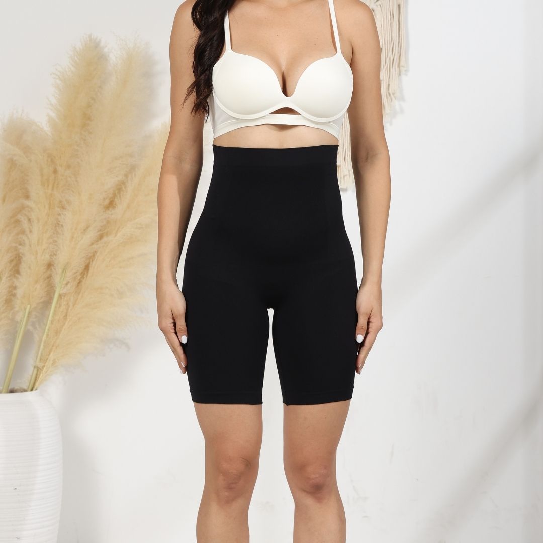 shapewear for women good quality Solid color seamless high waisted and high elasticity shaping sports shorts abdominal compression, shaping effect-XYA