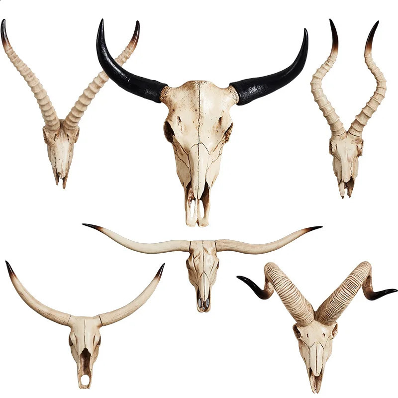3D resin goat antelope animal head bone home decoration wall hanging room decoration skeleton craft Halloween home decoration 240820
