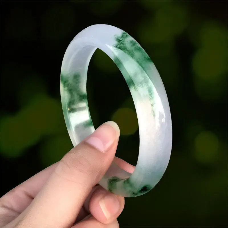 Emerald Jade Bracelet Ice Seed Floating Flower Womens Simple Temperament 240813